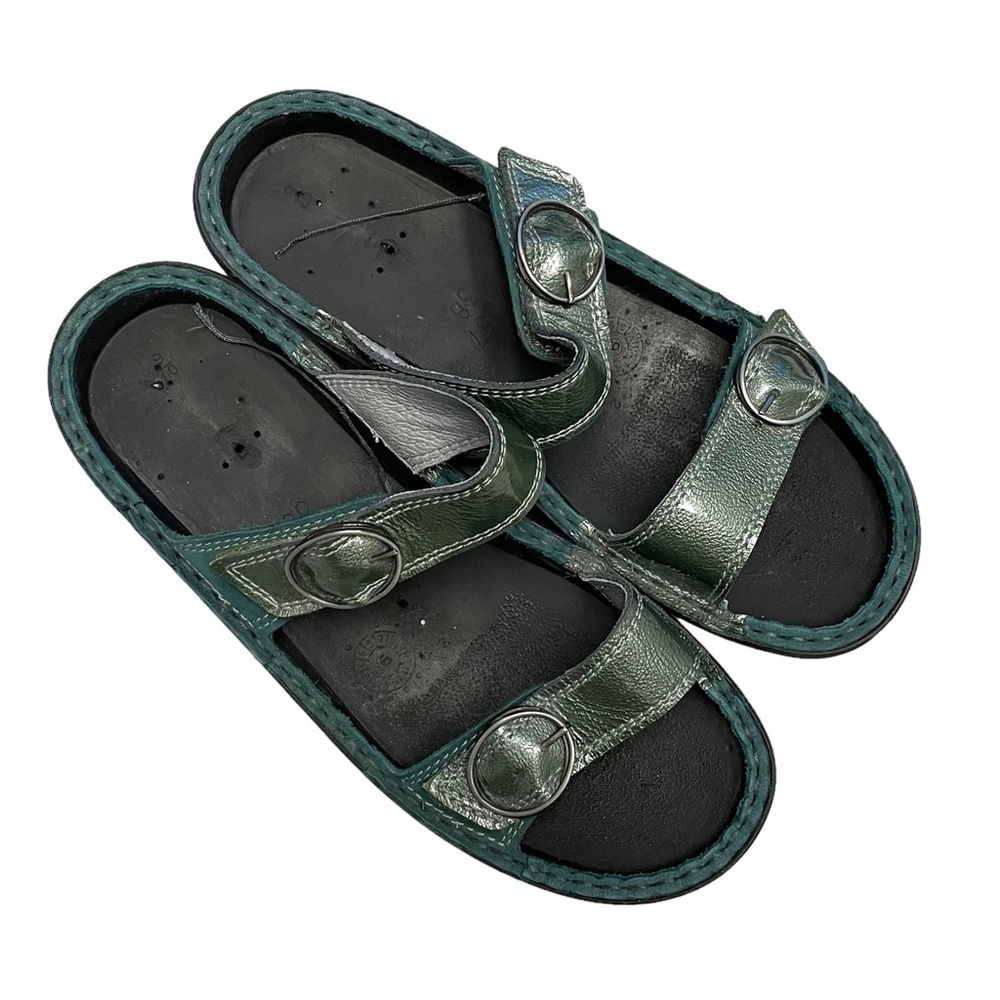 NAOT Leather Strap Sandals Green 38
